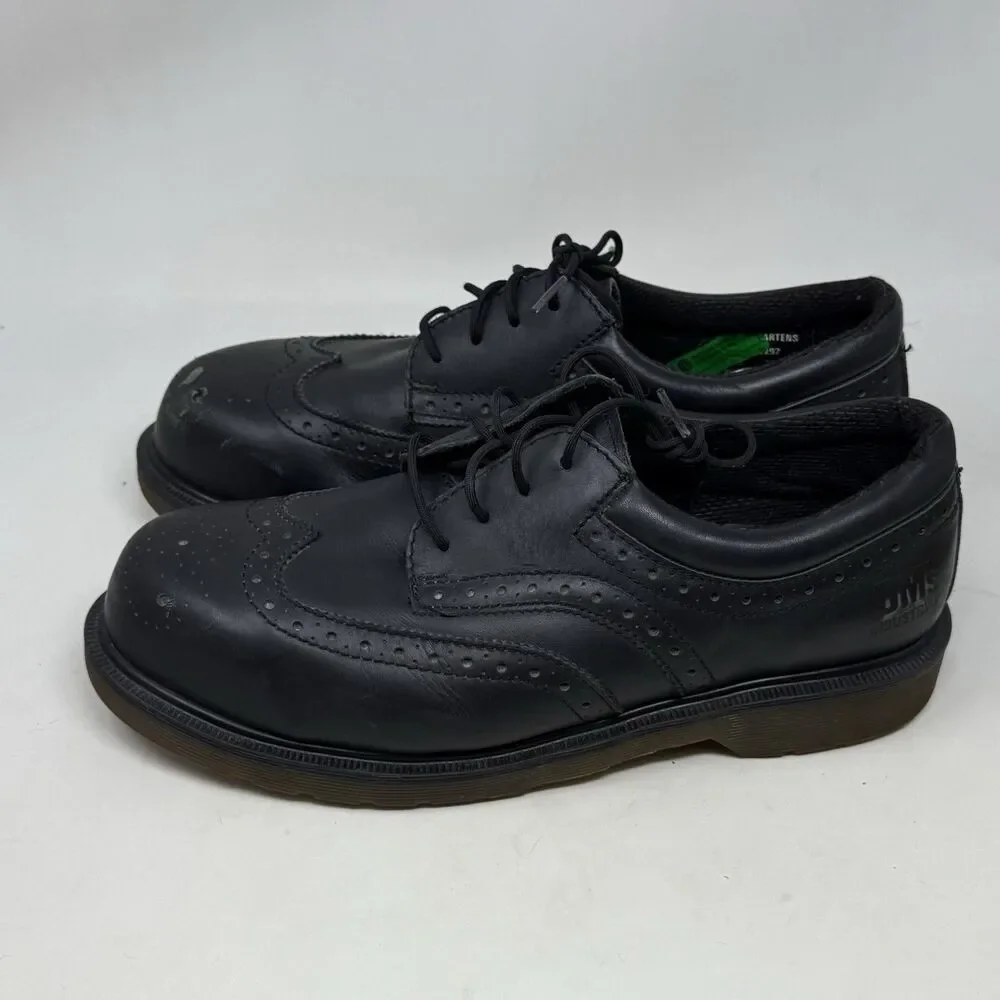 Dr. Martens Industrial Steel Toe Shoe Mens 11 Black Leather Wingtip England Made